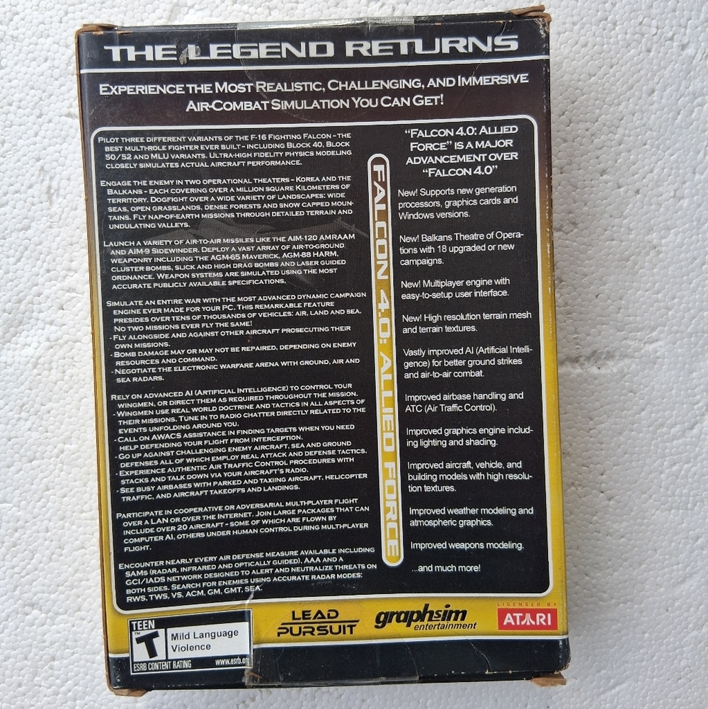 Lead Pursuit Falcon 4.0 Allied Force Battlefield Operations Series PC Game Seal - Picture 2 of 6